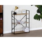 Regál, 3 police, dekor dub, MDF, černý lak