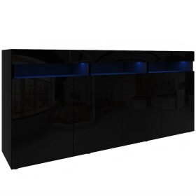 Komoda Izumi 175 BL černá mat/lesk