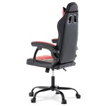 Herní křeslo, červená a černá ekokůže, houpací mechanika, opěrák 135°