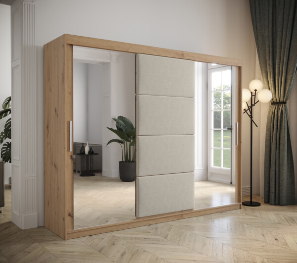 Šatní skříň Abi Tapi Barva korpusu: Dub artisan, Rozměry: 250 cm, Dveře: Manila 02