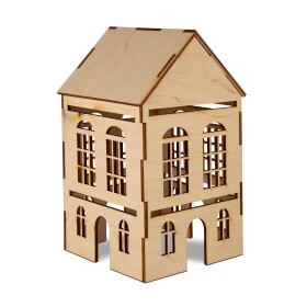 Dřevěná 3D dekorace domečku: 2 okýnka - Albi