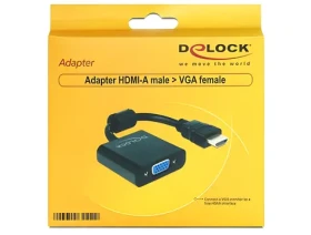 DeLock Adaptér HDMI A samice na VGA D-Sub samec / 25 cm / černá (65512)
