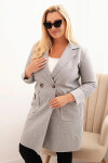 Dámský elegantní kabát Plus Size s límcem a velkými kapsami šedý UNI