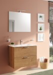 Koupelnová sestava s umyvadlem zrcadlem a osvětlením VitrA Mia 79x61x39,5 cm zlatý dub MIASET80D MIASET80D