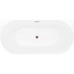 MEXEN/S - Oval Slim volně stojící vana nástěnná 170 x 80, bílá/černá, sifon a přepad růžové zlato 52661708075-60