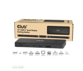 Club3D Dokovací stanice USB-C 14v1, 2xHDMI, 2xDP, 3xUSB-C, 1xUSB-C PD, 2xUSB, 1xRJ45, 1x3.5mm, microSD/SD, černá EDF_795314