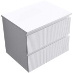 CERANO - Koupelnová skříňka Carole + deska pod umyvadlo Navira Slim - 18 mm - bílá matná rýhovaná - 60x49,8x46 CER-013460