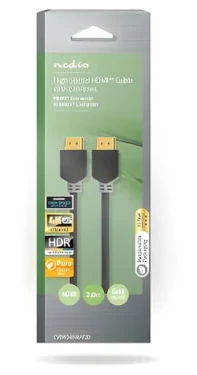 Nedis antracitová / Kabel HDMI / 4K 60Hz / 18 Gbps / ARC / Ethernet / 2 m (CVBW34000AT20)