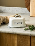 Garden Trading Smaltovaná máslenka s nápisem White, bílá barva, kov