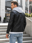 Pánská kožená bunda černá FashionStreet TX4330 XXL