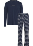 Pánské pyžamo L/S PANT SET 000NM2184E GVB tm. modré Calvin Klein