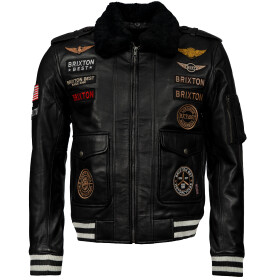 Pánská Kožená Bunda Pilot BXT Pravý Kožíšek Brixton Černá Velikost: 3XL
