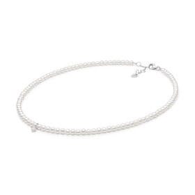 Perlový náhrdelník Agnes - pravé perly, stříbro 925/1000, Stříbrná 40 cm Bílá