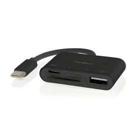 Nedis CCGB64780BK01 černá / USB-C hub / 4 porty / USB-A + USB-C / SD microSD čtečka / USB 2.0 (CCGB64780BK01)