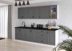 Kuchyňská linka 260 cm Stilo 3 Barva korpusu: Bílá, Barva dvířek: Dust Grey