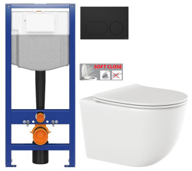 CERSANIT předstěnový instalační systém s černým tlačítkem K97-0637 + WC INVENA TINOS + SEDÁTKO K97-526 0637 NO1