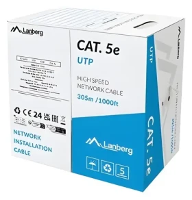 Lanberg UTP kabel Cat5e 305m drát šedý / Síťový kabel / CCA / Fluke Passed (LCU5-15CC-0305-S)