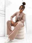 Tmavě béžový dámský komplet - mikina bomberka a široké kalhoty (82105) odstíny béžové XL (42)