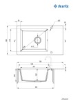 DEANTE Andante Glass Graphics, metalický grafit Skleněno-granitový dřez, 1-miska odkapávačem ZSN_GL1C