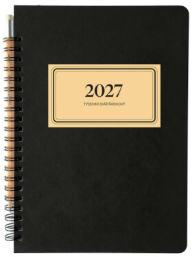Diář 2027 týdenní s tužkou RETRO A5, řádkový, vínový