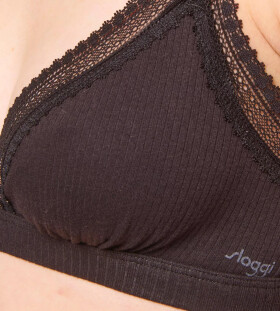 Dámská podprsenka GO Ribbed R Bralette - BLACK - černá 0004 - SLOGGI BLACK L