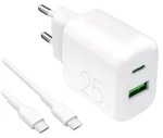Puro PRO LITE bílá / Nabíjecí sada / USB-A + USB-C / 25 W / kabel USB-C - USB-C 1,2 m