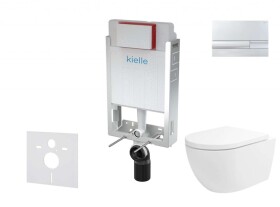 Kielle - Genesis Set předstěnové instalace, klozetu Oudee Vortex, sedátka softclose a tlačítka Gemini I, lesklý chrom 30505SZ80