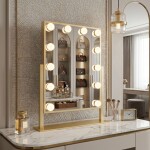 REA - Zrcadlo LED HOLLYWOOD L.Gold 30x40 HOM-01804