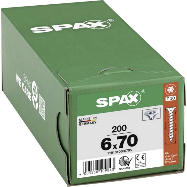 SPAX 1191010600705 R 88091 Senkkopf/T-STAR šroub do dřeva 6 mm 70 mm T-STAR plus ocel WIROX 200 ks
