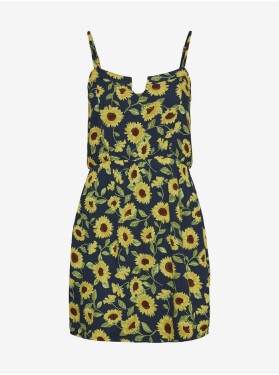 Žluto-modré květované krátké šaty na ramínka Noisy May Sunflower Dámské