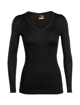Dámské merino triko dlouhý rukáv ICEBREAKER Wmns 200 Oasis LS V, Black/Snow/Stripe velikost: L