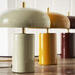 MADAM STOLTZ Stolní lampa Enamel Sage, zelená barva, kov