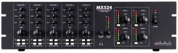 ART MX524 Five Channel Four Zone Mic/Line Mixer