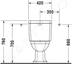 DURAVIT - 1930 Stojící WC kombi mísa, svislý odpad, WonderGliss, bílá 02270100001