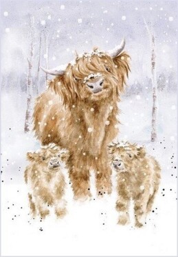 Zápisník Wrendale Designs A Highland Christmas, A6, 48 l., linkovaný - Krávy