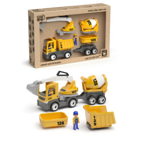 MultiGO ECO Build set - figurky Igráčků stavbařů s auty