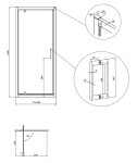 CERSANIT - SPRCHOVÉ DVEŘE PIVOT ARTECO 80X190, ČERNÉ SKLO ČIRÉ S913-011