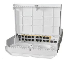 MikroTik Cloud Router Switch CRS318-16P-2S+OUT, 800MHz CPU, 256MB, 16x10/100/1000 (PoE-out),2xSFP+, vč.L5, venkovní EDF_1017359
