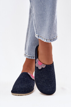 Dámské pantofle s květinou Inblu – tmavě modré Velikost: 37