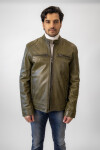Pánská Kožená Bunda Hot Green Suprém Brixton Olivová x Zelená Velikost: L