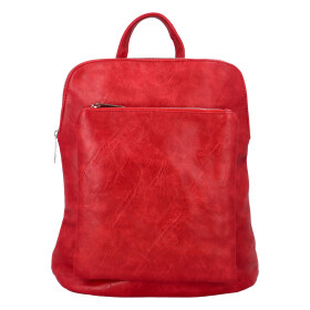 Prostorný koženkový batoh Karolin, červená