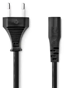 Nedis napájecí kabel Euro-IEC320-C1 černá / Napájecí kabel / Poniklovaný / 2 m / Plochý / PVC (CEGB11060BK20)