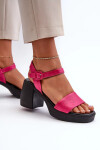 Zazoo Dámské kožené sandály na bloku fuchsie Velikost: 38