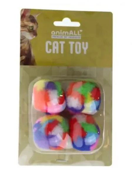 AnimALL Hračka Cat Míček plyš barevný 4-5 cm 4 ks (114040)