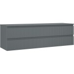 MEXEN/S - Rivel koupelnová skříňka pod umyvadlo 160 cm s deskou, 2 zásuvky, reliéf , grafit mat 91A20-16047-2-BFFC66