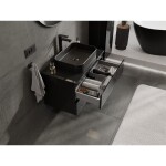 MEXEN/S - Orio koupelnová skříňka pod umyvadlo 80 cm s deskou, 2 zásuvky, černá lesk 91A10-08047-2-BFFC70