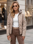 Dámská přechodová bunda s kapucí v barvě kamelové od FashionStreet TY5774 L