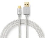 Nedis GOLD kabel USB-A - USB-C / Datový kabel / USB 2.0 / 3 m / nylon / hliníkové konektory (CCTB60600AL30)