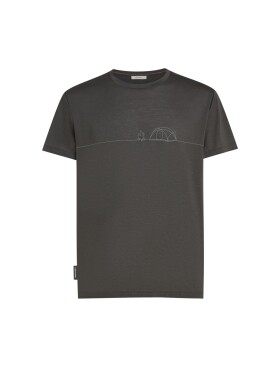 Pánské merino triko s krátkým rukávem ICEBREAKER Mens Core SS Tee Single Line Camp, Obsidian velikost: XL