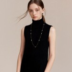 Dlouhý náhrdelník se sladkovodními perlami a tygřím okem, Hnědá Bílá 82 cm